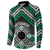 Personalised Aotearoa Niho Taniwha Motif Button Sweatshirt Green Style LT9 - Polynesian Pride
