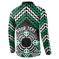 Personalised Aotearoa Niho Taniwha Motif Button Sweatshirt Green Style LT9 - Polynesian Pride