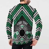 Personalised Aotearoa Niho Taniwha Motif Button Sweatshirt Green Style LT9 - Polynesian Pride