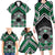 Personalised Aotearoa Niho Taniwha Motif Family Matching Long Sleeve Bodycon Dress and Hawaiian Shirt Green Style