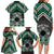 Personalised Aotearoa Niho Taniwha Motif Family Matching Long Sleeve Bodycon Dress and Hawaiian Shirt Green Style