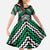 Personalised Aotearoa Niho Taniwha Motif Family Matching Off Shoulder Maxi Dress and Hawaiian Shirt Green Style