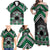 Personalised Aotearoa Niho Taniwha Motif Family Matching Off Shoulder Maxi Dress and Hawaiian Shirt Green Style