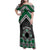 Personalised Aotearoa Niho Taniwha Motif Family Matching Off Shoulder Maxi Dress and Hawaiian Shirt Green Style