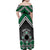 Personalised Aotearoa Niho Taniwha Motif Family Matching Off Shoulder Maxi Dress and Hawaiian Shirt Green Style