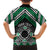 Personalised Aotearoa Niho Taniwha Motif Family Matching Off Shoulder Short Dress and Hawaiian Shirt Green Style