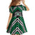 Personalised Aotearoa Niho Taniwha Motif Family Matching Off Shoulder Short Dress and Hawaiian Shirt Green Style