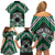 Personalised Aotearoa Niho Taniwha Motif Family Matching Off Shoulder Short Dress and Hawaiian Shirt Green Style