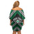 Personalised Aotearoa Niho Taniwha Motif Family Matching Off Shoulder Short Dress and Hawaiian Shirt Green Style