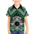 Personalised Aotearoa Niho Taniwha Motif Family Matching Off Shoulder Short Dress and Hawaiian Shirt Green Style