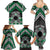 Personalised Aotearoa Niho Taniwha Motif Family Matching Summer Maxi Dress and Hawaiian Shirt Green Style