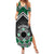 Personalised Aotearoa Niho Taniwha Motif Family Matching Summer Maxi Dress and Hawaiian Shirt Green Style