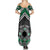 Personalised Aotearoa Niho Taniwha Motif Family Matching Summer Maxi Dress and Hawaiian Shirt Green Style