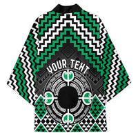 Personalised Aotearoa Niho Taniwha Motif Kimono Green Style LT9 - Polynesian Pride