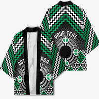 Personalised Aotearoa Niho Taniwha Motif Kimono Green Style LT9 - Polynesian Pride