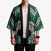 Personalised Aotearoa Niho Taniwha Motif Kimono Green Style LT9 - Polynesian Pride