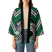 Personalised Aotearoa Niho Taniwha Motif Kimono Green Style LT9 - Polynesian Pride