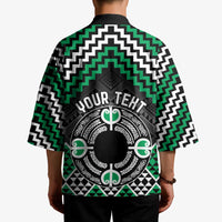 Personalised Aotearoa Niho Taniwha Motif Kimono Green Style LT9 - Polynesian Pride
