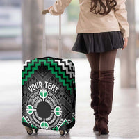 Personalised Aotearoa Niho Taniwha Motif Luggage Cover Green Style LT9 - Polynesian Pride
