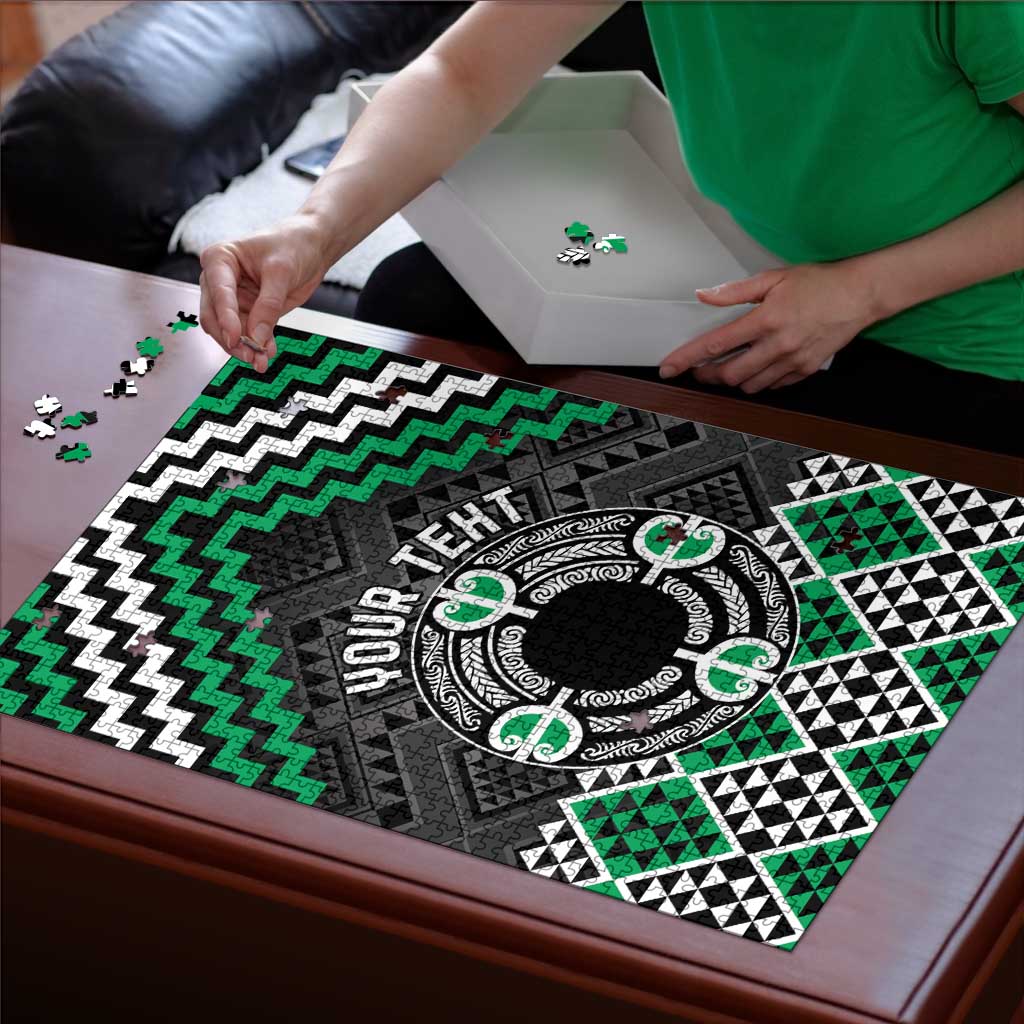 Personalised Aotearoa Niho Taniwha Motif Puzzle Green Style LT9 - Polynesian Pride