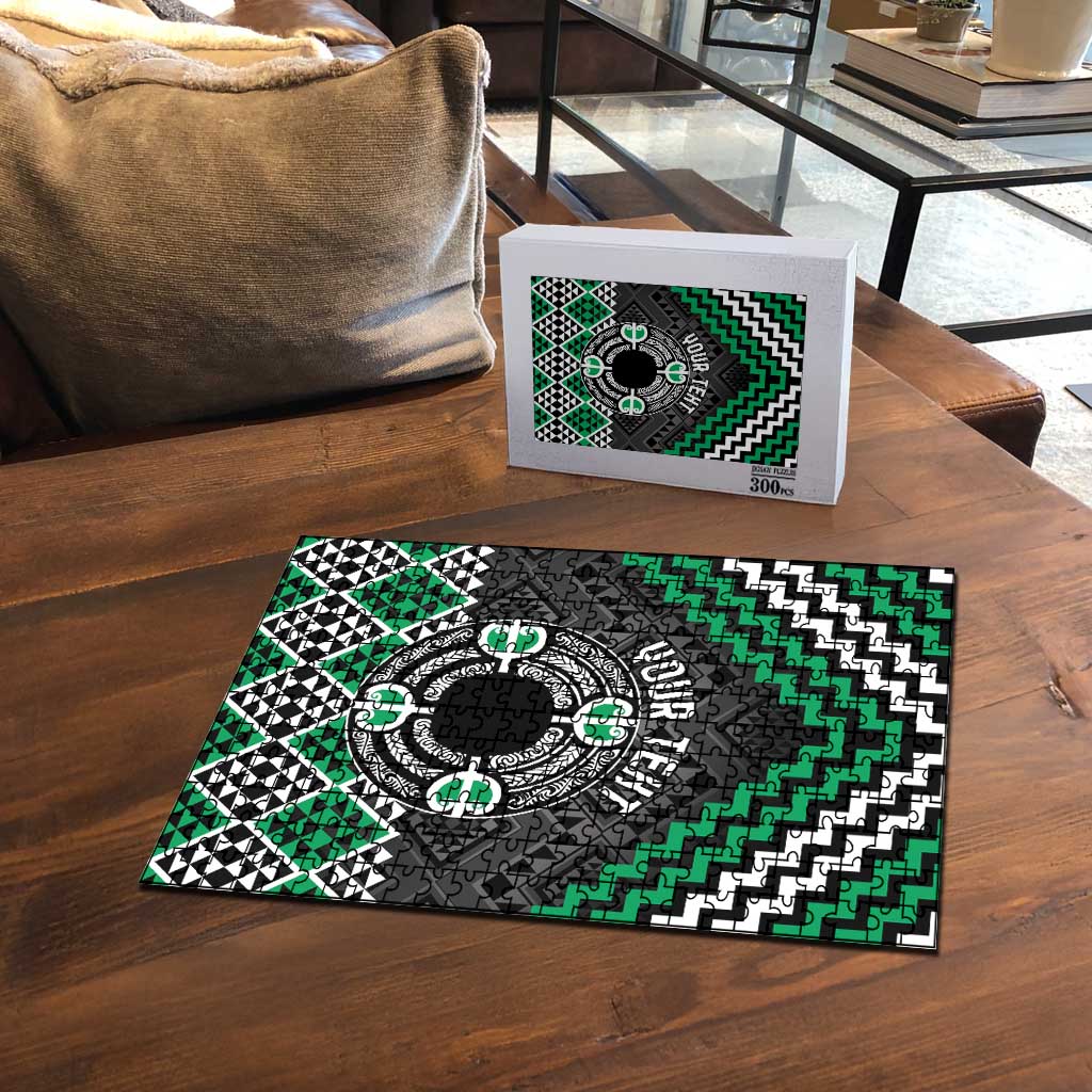 Personalised Aotearoa Niho Taniwha Motif Puzzle Green Style LT9 - Polynesian Pride