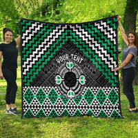 Personalised Aotearoa Niho Taniwha Motif Quilt Green Style LT9 - Polynesian Pride