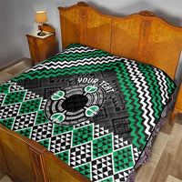 Personalised Aotearoa Niho Taniwha Motif Quilt Green Style LT9 - Polynesian Pride