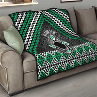 Personalised Aotearoa Niho Taniwha Motif Quilt Green Style LT9 - Polynesian Pride
