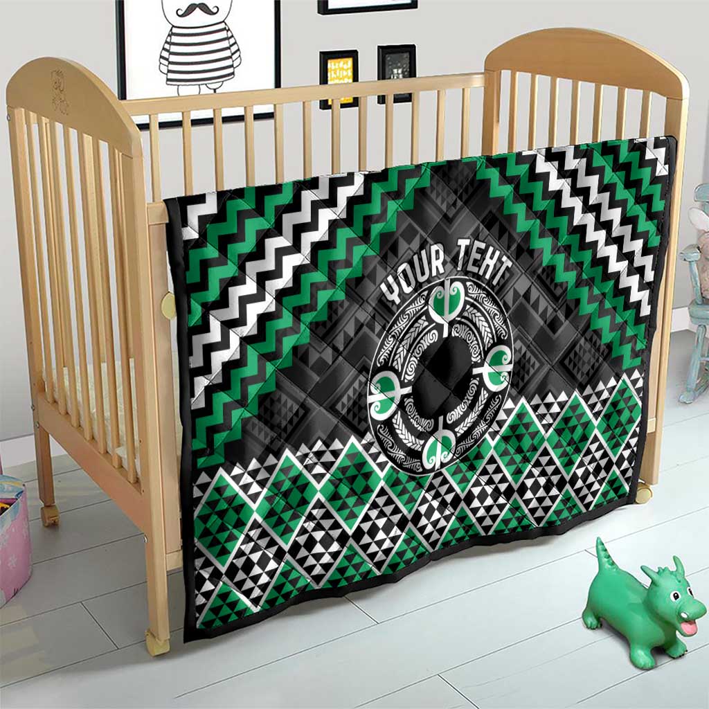 Personalised Aotearoa Niho Taniwha Motif Quilt Green Style LT9 - Polynesian Pride