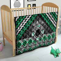 Personalised Aotearoa Niho Taniwha Motif Quilt Green Style LT9 - Polynesian Pride