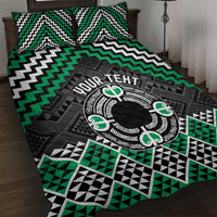 Personalised Aotearoa Niho Taniwha Motif Quilt Bed Set Green Style LT9 Green - Polynesian Pride