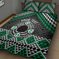 Personalised Aotearoa Niho Taniwha Motif Quilt Bed Set Green Style LT9 - Polynesian Pride