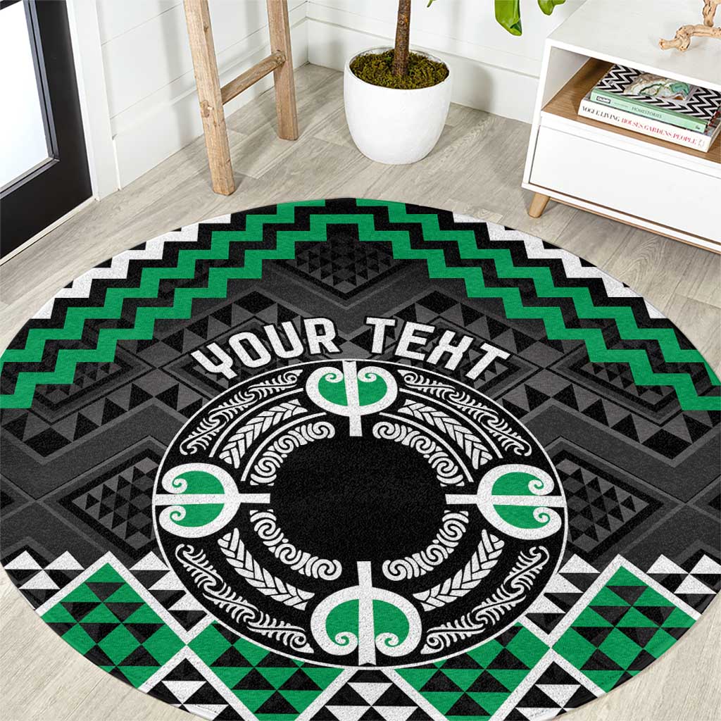 Personalised Aotearoa Niho Taniwha Motif Round Carpet Green Style LT9 Green - Polynesian Pride