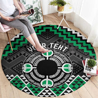 Personalised Aotearoa Niho Taniwha Motif Round Carpet Green Style LT9 - Polynesian Pride