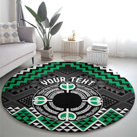 Personalised Aotearoa Niho Taniwha Motif Round Carpet Green Style LT9 - Polynesian Pride
