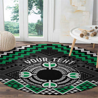 Personalised Aotearoa Niho Taniwha Motif Round Carpet Green Style LT9 - Polynesian Pride