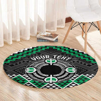 Personalised Aotearoa Niho Taniwha Motif Round Carpet Green Style LT9 - Polynesian Pride