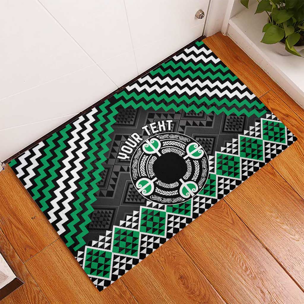 Personalised Aotearoa Niho Taniwha Motif Rubber Doormat Green Style LT9 - Polynesian Pride