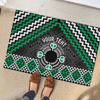 Personalised Aotearoa Niho Taniwha Motif Rubber Doormat Green Style LT9 - Polynesian Pride