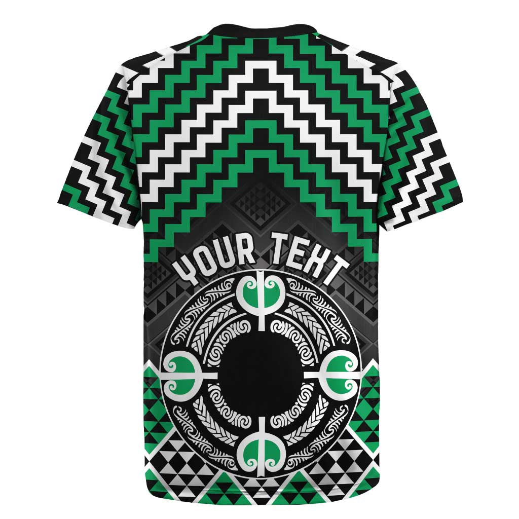 Personalised Aotearoa Niho Taniwha Motif Rugby Jersey Green Style LT9 - Polynesian Pride