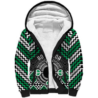 Personalised Aotearoa Niho Taniwha Motif Sherpa Hoodie Green Style LT9 Unisex Green - Polynesian Pride