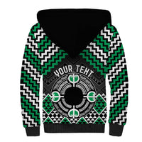 Personalised Aotearoa Niho Taniwha Motif Sherpa Hoodie Green Style LT9 - Polynesian Pride