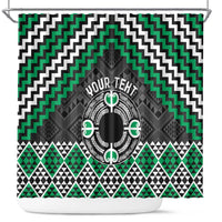 Personalised Aotearoa Niho Taniwha Motif Shower Curtain Green Style LT9 Green - Polynesian Pride