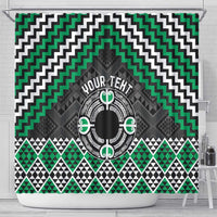 Personalised Aotearoa Niho Taniwha Motif Shower Curtain Green Style LT9 - Polynesian Pride