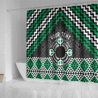 Personalised Aotearoa Niho Taniwha Motif Shower Curtain Green Style LT9 - Polynesian Pride