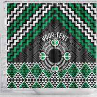 Personalised Aotearoa Niho Taniwha Motif Shower Curtain Green Style LT9 - Polynesian Pride
