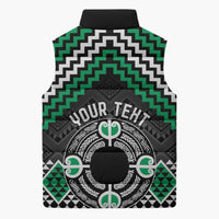 Personalised Aotearoa Niho Taniwha Motif Sleeveless Puffer Jacket Green Style LT9 - Polynesian Pride