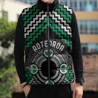 Personalised Aotearoa Niho Taniwha Motif Sleeveless Puffer Jacket Green Style LT9 - Polynesian Pride