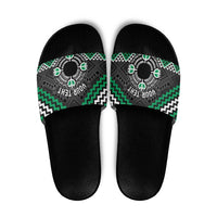 Personalised Aotearoa Niho Taniwha Motif Slide Sandals Green Style LT9 Green - Polynesian Pride