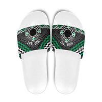 Personalised Aotearoa Niho Taniwha Motif Slide Sandals Green Style LT9 Green - Polynesian Pride